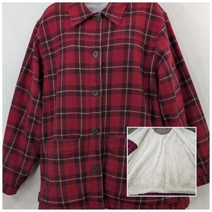 Vintage 70s Woolrich Red Black Plaid Wool Hunting Coat Lined Cruiser Women's XL